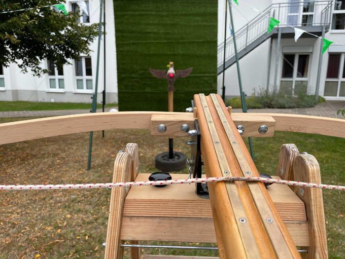 Blick von der Armbrust auf den Adler.